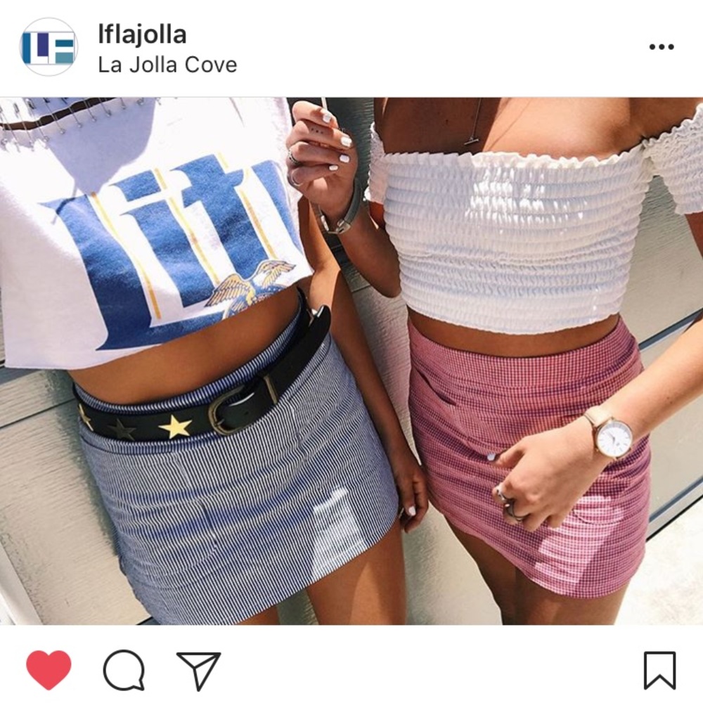 LF plaid navy blue and white skirt